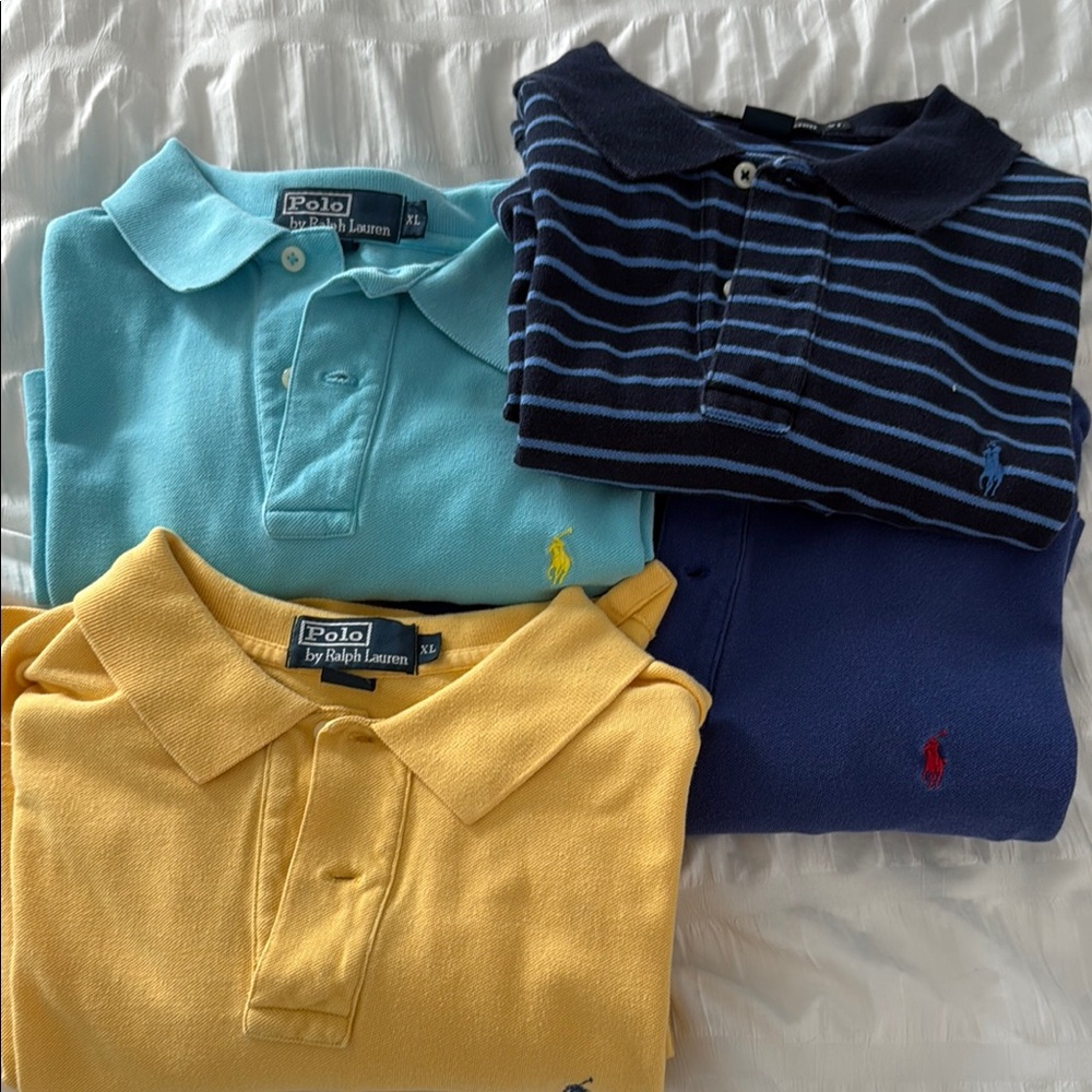 Ralph Lauren Polo Shirts - Blue, Yellow, Navy Striped